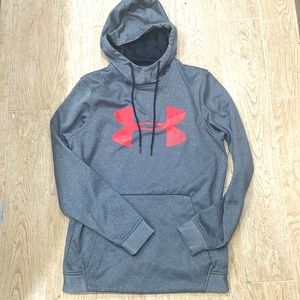 Loose fit Under Armour hoodie, non-smoker home gray with red logo